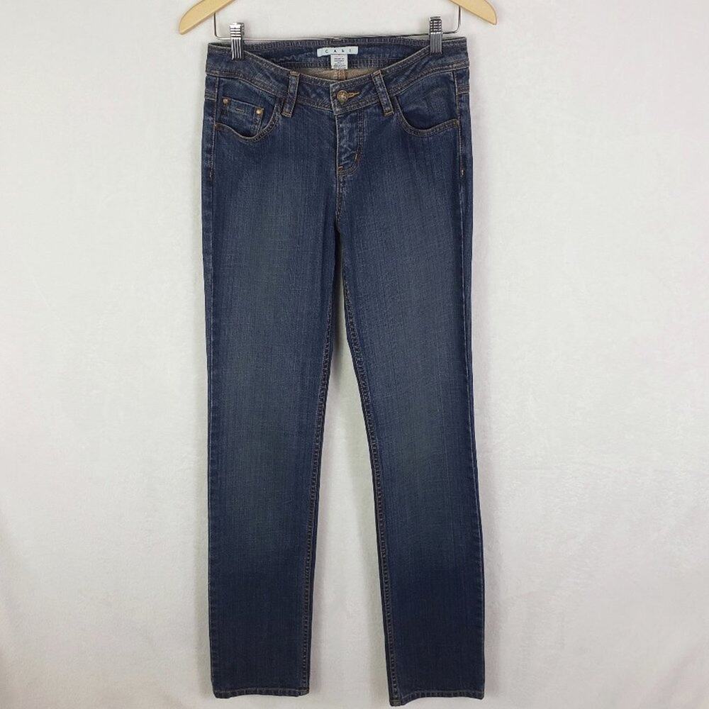 CAbi Slim Jeans Women 4 Tall  Blue Dark Wash Mid Rise 5 Pocket #622 EUC